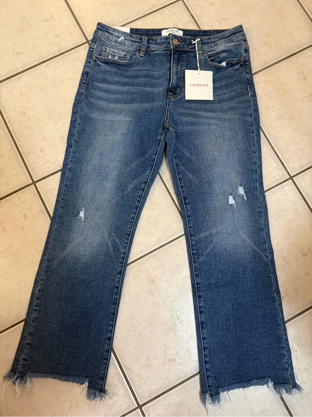 Lovervet Dark Wash Distressed Straight Jeans Size 13/31 NWT